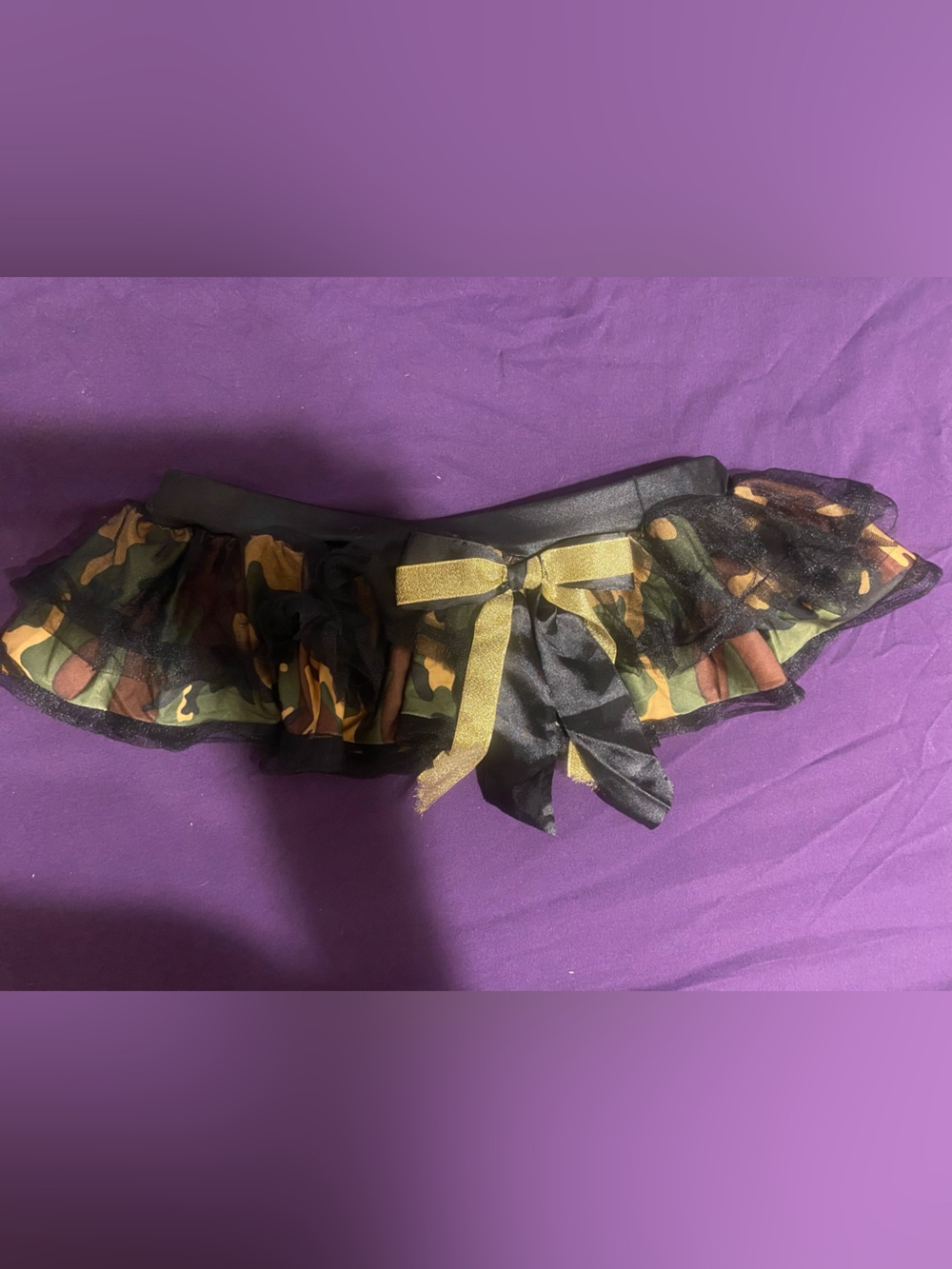 Camo Ruffle Lace Bikini Brief with Gold Bow
